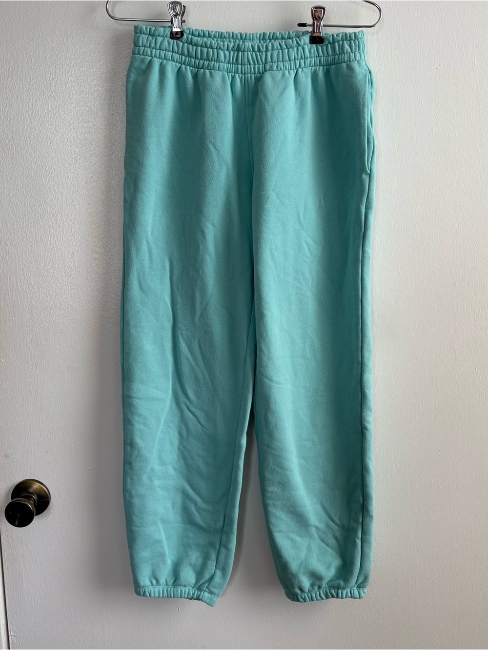 Athleta Girl Size XL 14 Mint Green Fleece Cotton Jogger Sweatpants Pull On